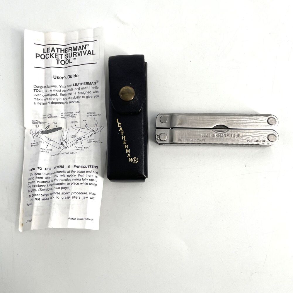 VTG Leatherman PST Pocket Survival Tool 1993 Insert Guide Black Leather Sheath